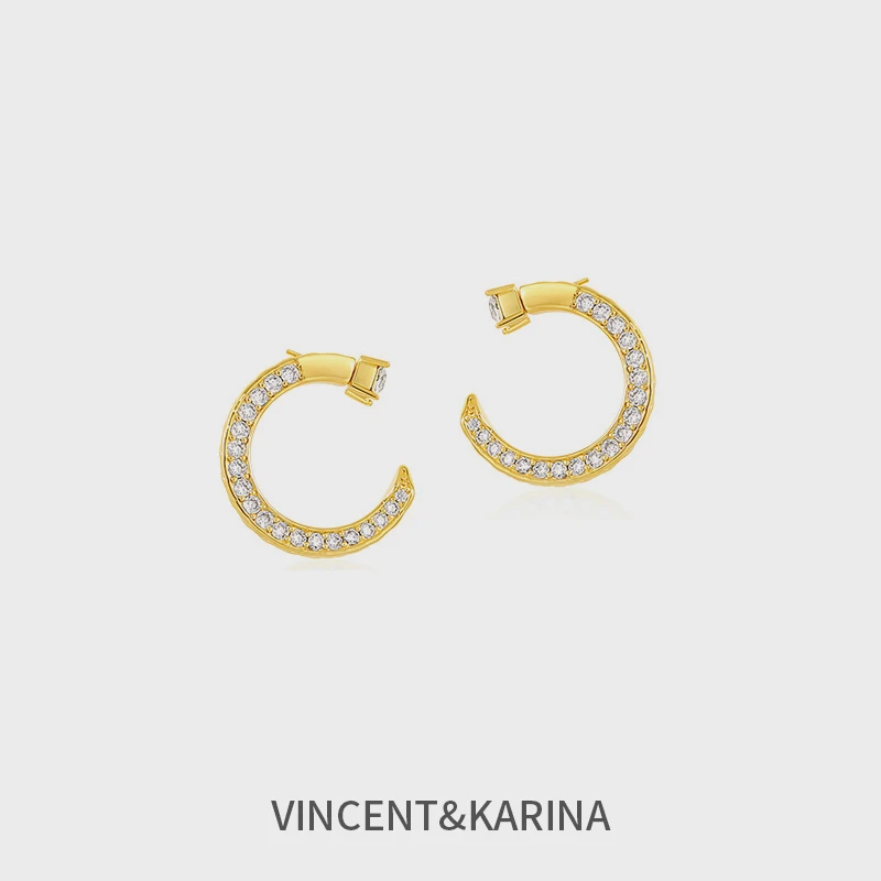 VINCENT&KARINA 铜合金合成锆石耳饰 【Garden】时尚C圈双戴耳环