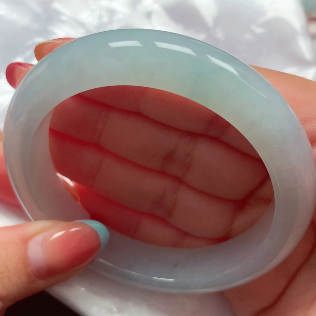 翡翠未镶嵌手镯57冰蓝晴