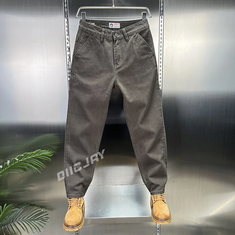 【高端】秋季新款潮流轻奢牛仔裤宽松刺绣长裤潮流修身男装直筒百搭