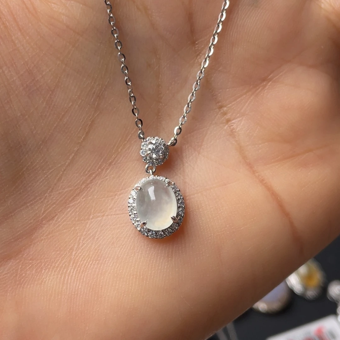 翡翠银S925镶嵌吊坠(不含链)