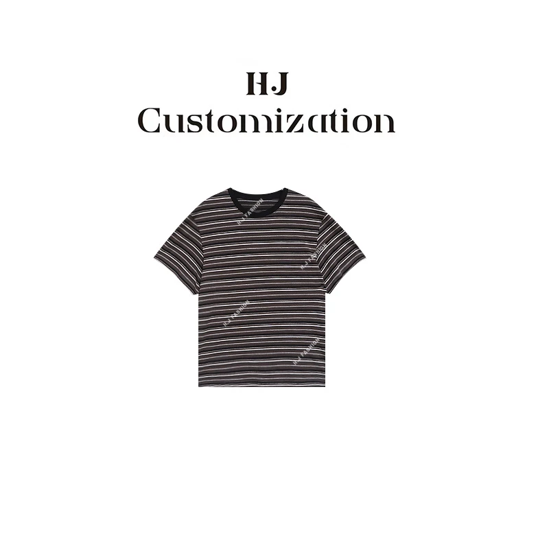 【 H·J 】“条纹定律”时髦百搭舒适透气圆领短袖撞色条纹T恤15T30