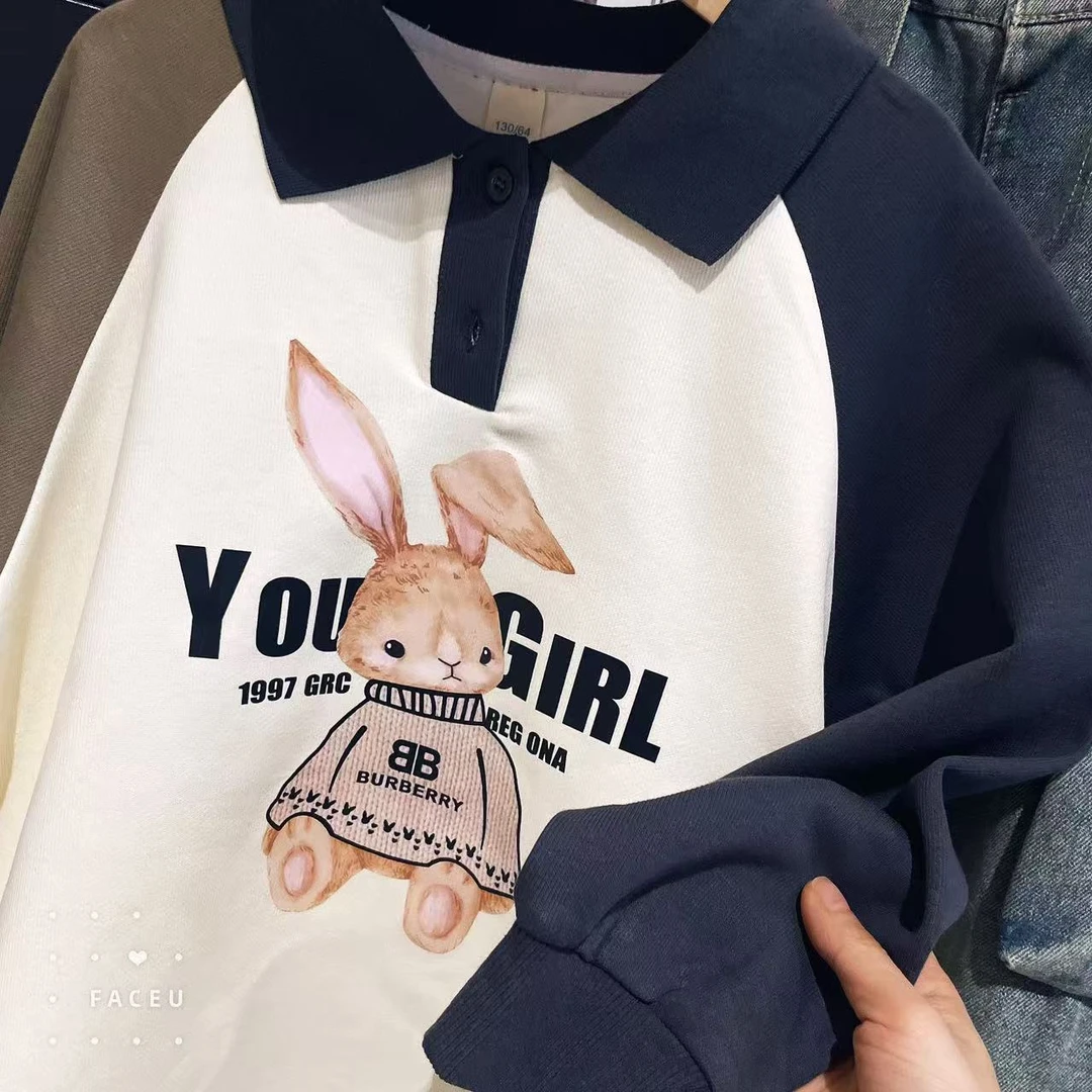 502018《现》 春款新版韩版儿童休闲舒适百搭时尚插肩袖POLO卫衣