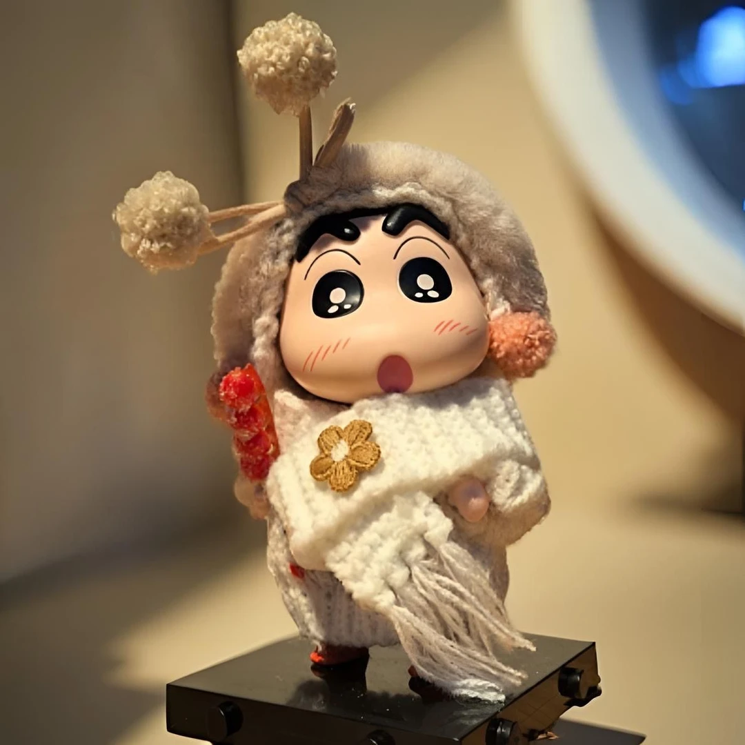雪融融毛衣款蜡笔小新玩具手办DIY摆件