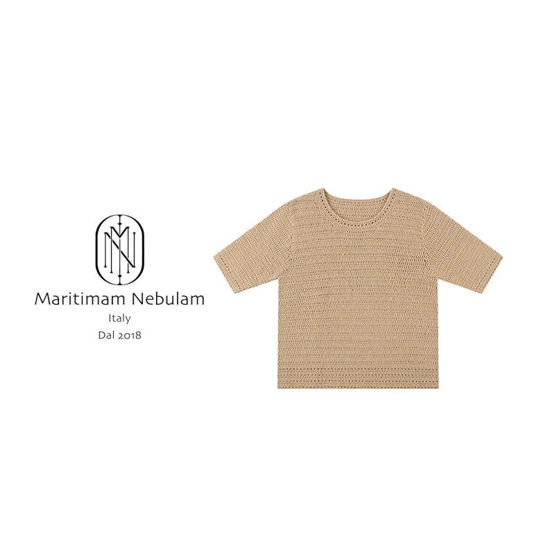 MN简约针织衫圆领短袖镂空设计外穿上衣SZ1669