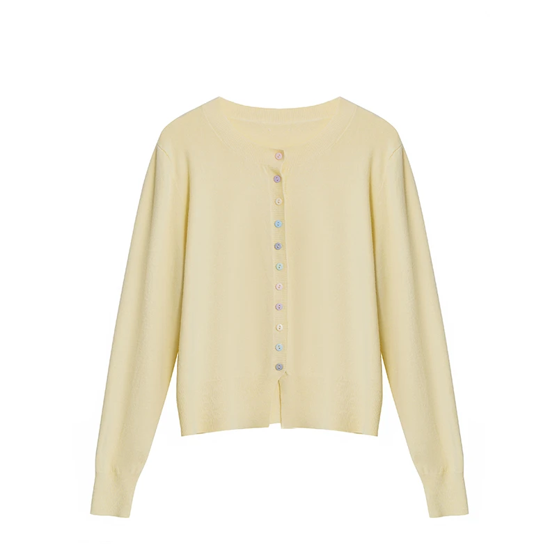 【告白】圆领彩色扣子显瘦百搭针织开衫A2866