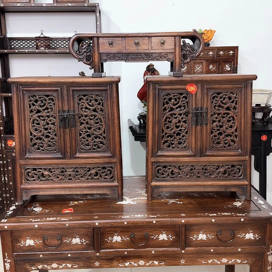 心***成花梨木茶柜一对和案几尺寸49/25/58