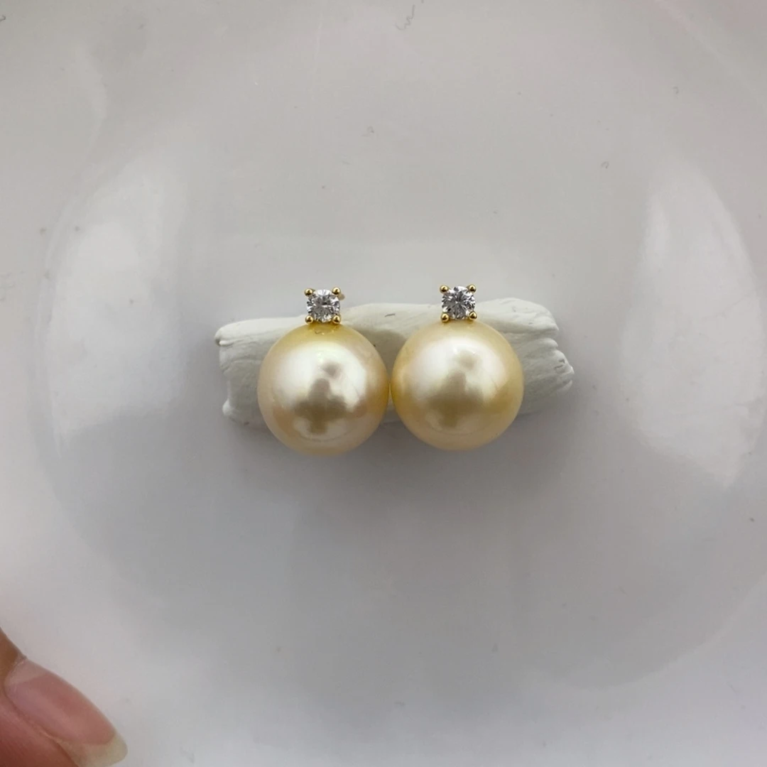 未镶嵌海水珍珠裸珠14mm近圆对珠