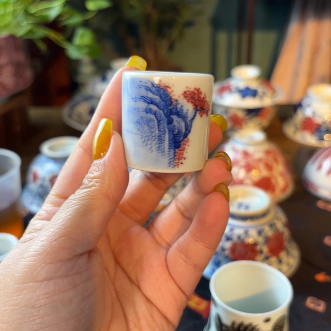 孤品福利青花手绘盖置