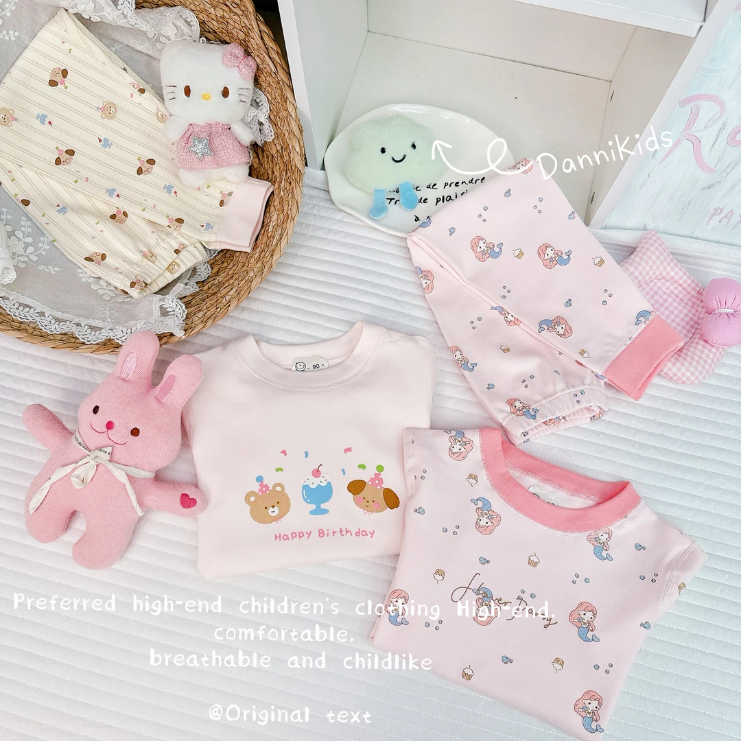 「Dannirabbit」【有机棉】秋款&女童甜美可爱印花家居服套装【X-8671】