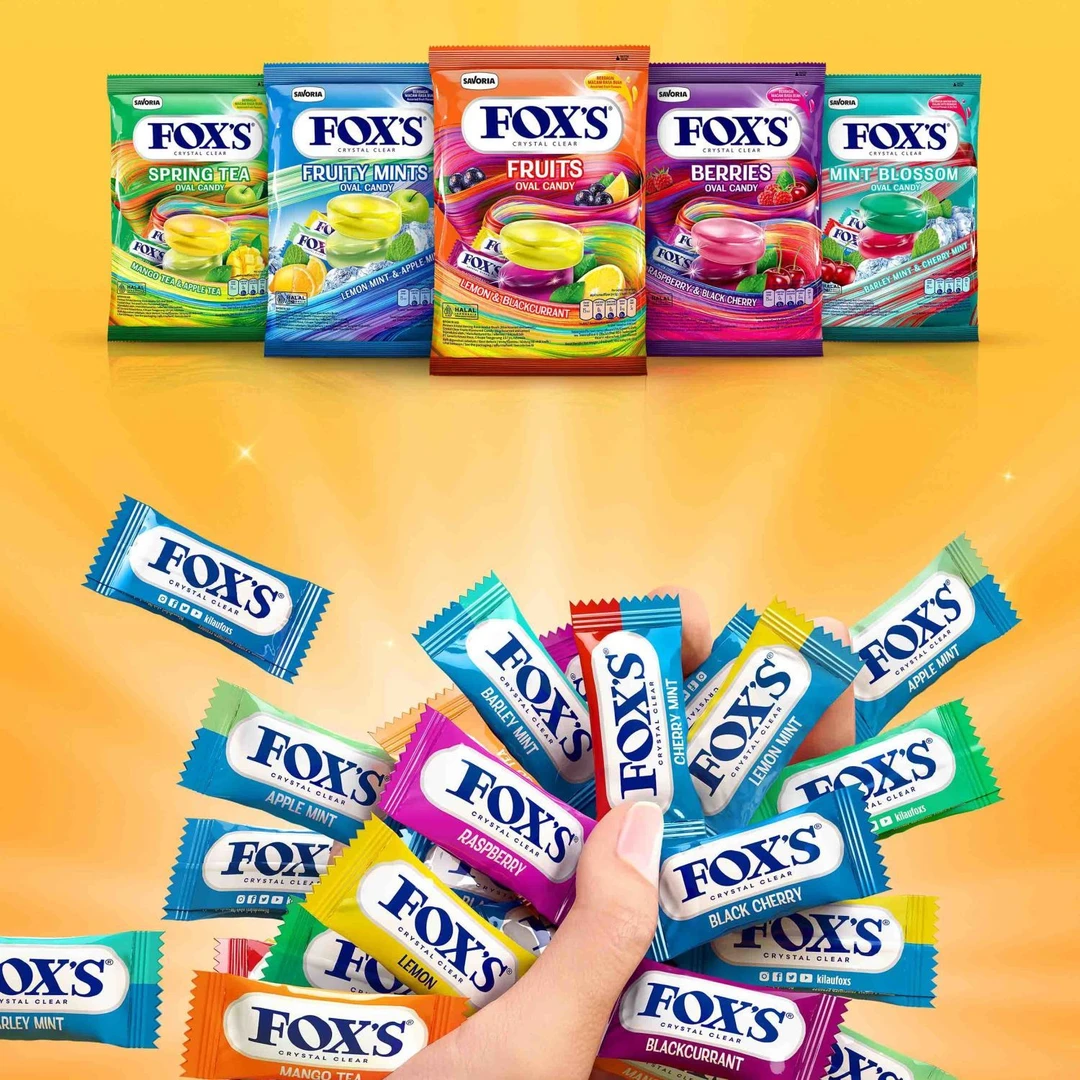 foxs水晶糖500g大包装印尼进口霍士水果糖硬糖糖果学生外国糖果