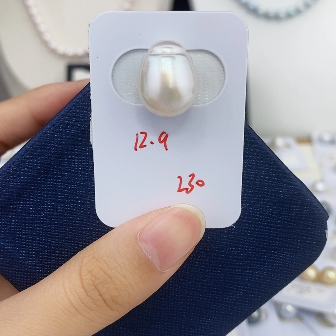 未镶嵌耳饰海水珍珠12.9mm澳白（不退换）