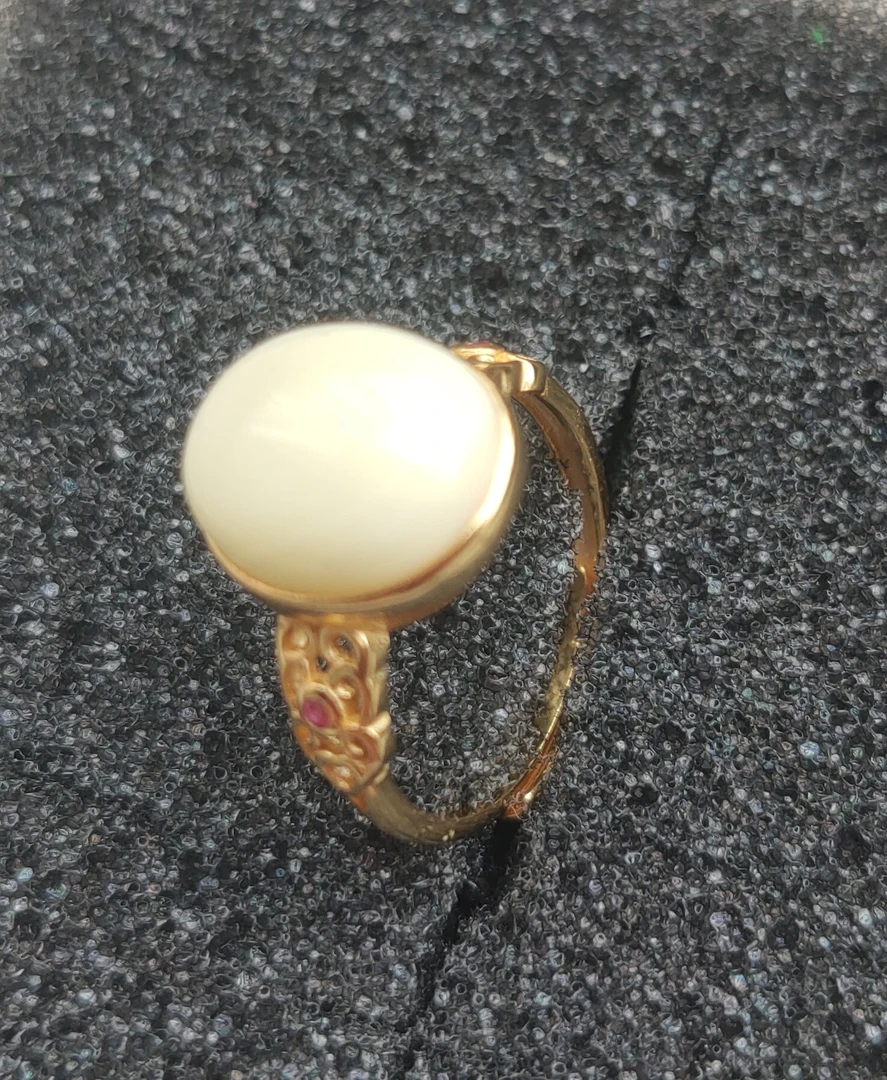 Jollydragon/芝龙S925银镶白蜜蜡蛋面戒指椭圆蛋面白瓷蜜蜡戒指银