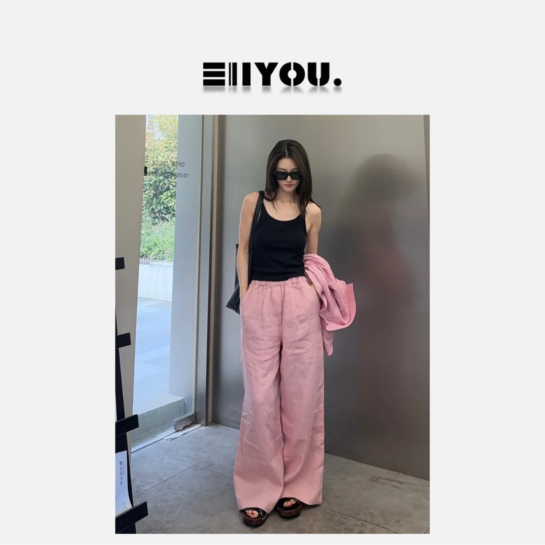 【ENYOU定制】粉色蓝色 亚麻长裤
