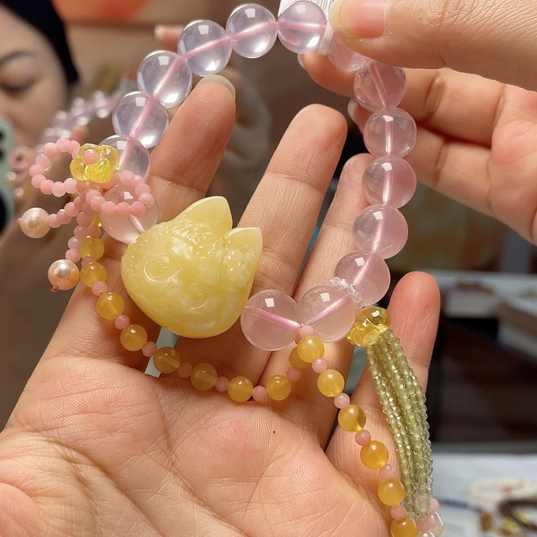 琥珀未镶嵌裸石手串