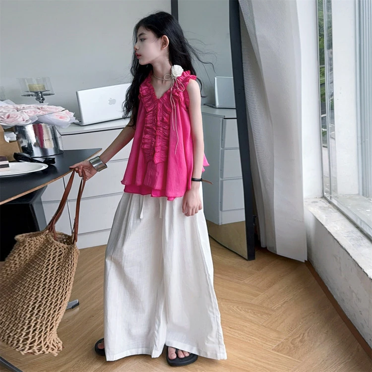 女童夏季度假风吊带两件套2025新款中大童女孩夏天套装洋气时髦潮