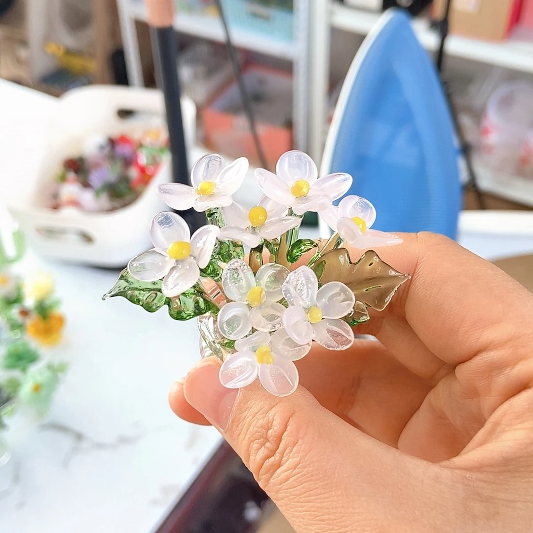 琉璃手工艺品蔡*场一套粉色