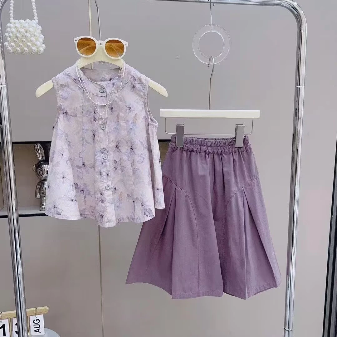 女童裙裤套装夏季2025新款潮儿童时尚夏装韩版女孩背心两件套洋气