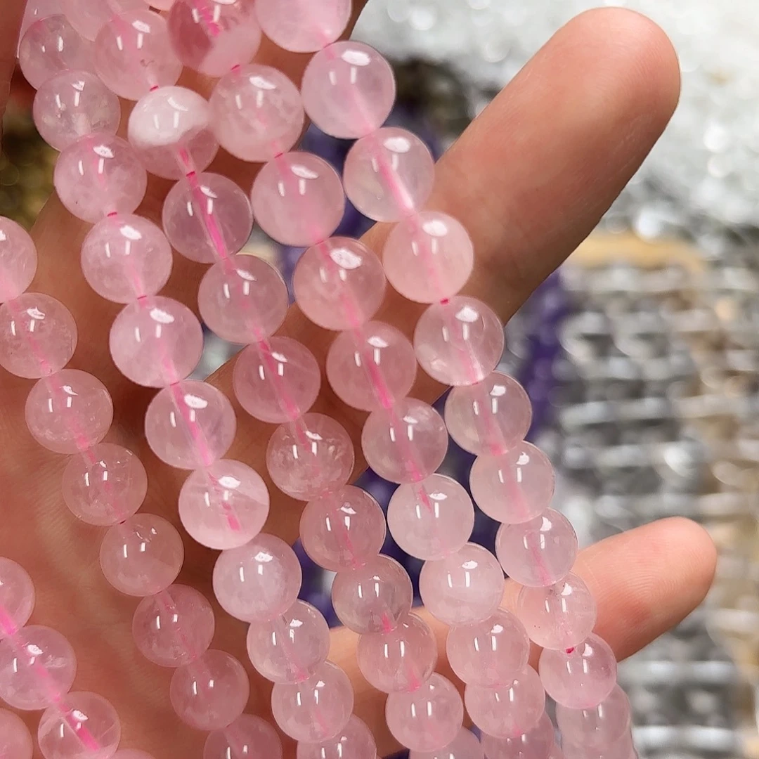 未镶嵌玛瑙/玉髓珠宝半成品卡8粉晶一条