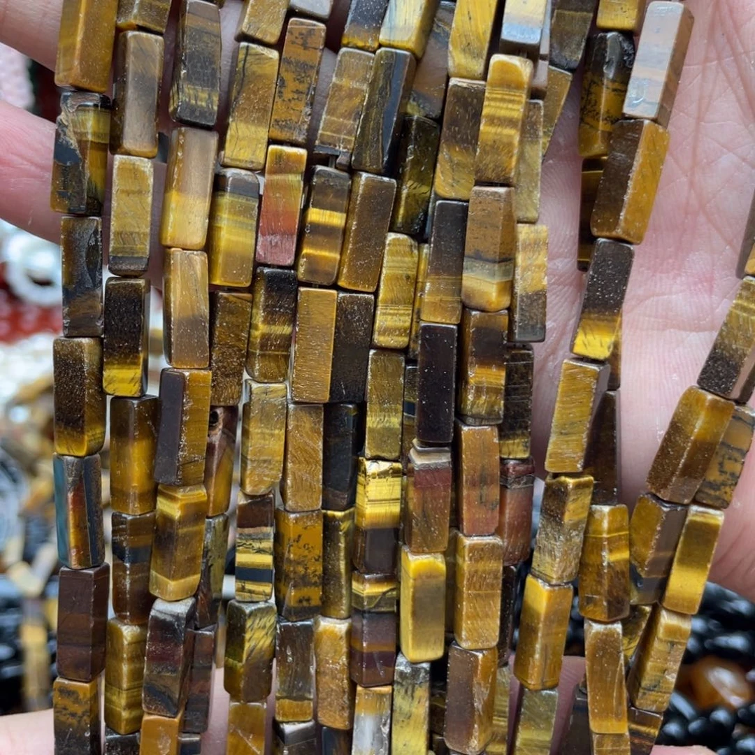 未镶嵌玛瑙/玉髓珠宝半成品黄虎眼方管1条卡4*13