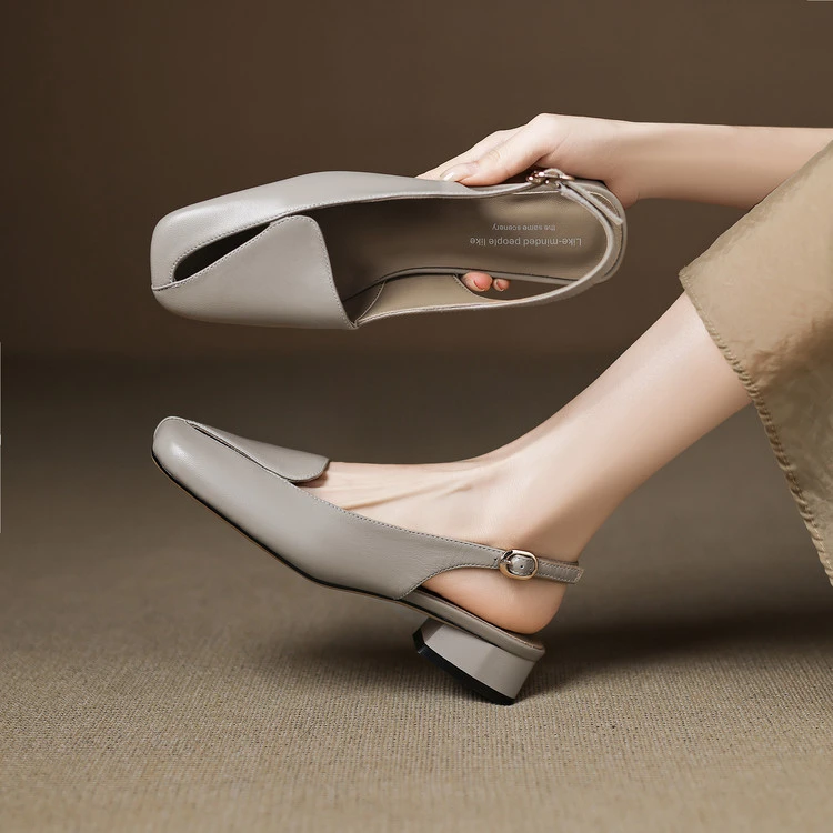 3cm 法式气质通勤百搭包头凉鞋夏季简约休闲舒适软底时尚方头凉鞋