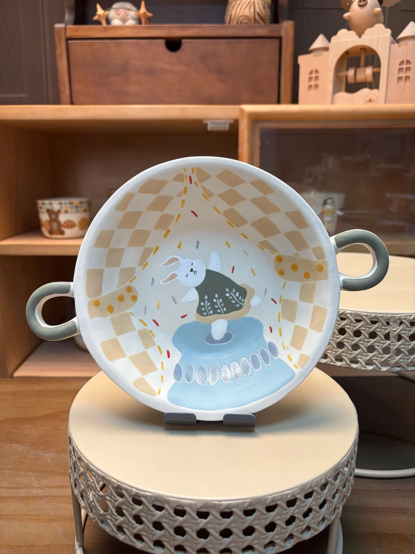 a271跳舞兔子实用的双耳深碟