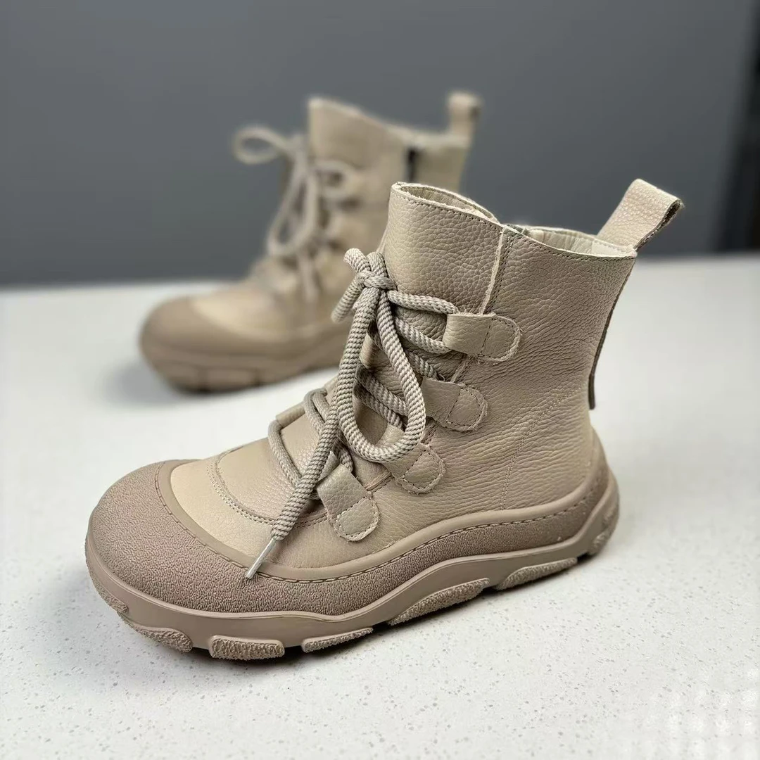 复古马丁靴时尚单靴时装靴秋冬女靴加绒英伦风靴子3697-8-2