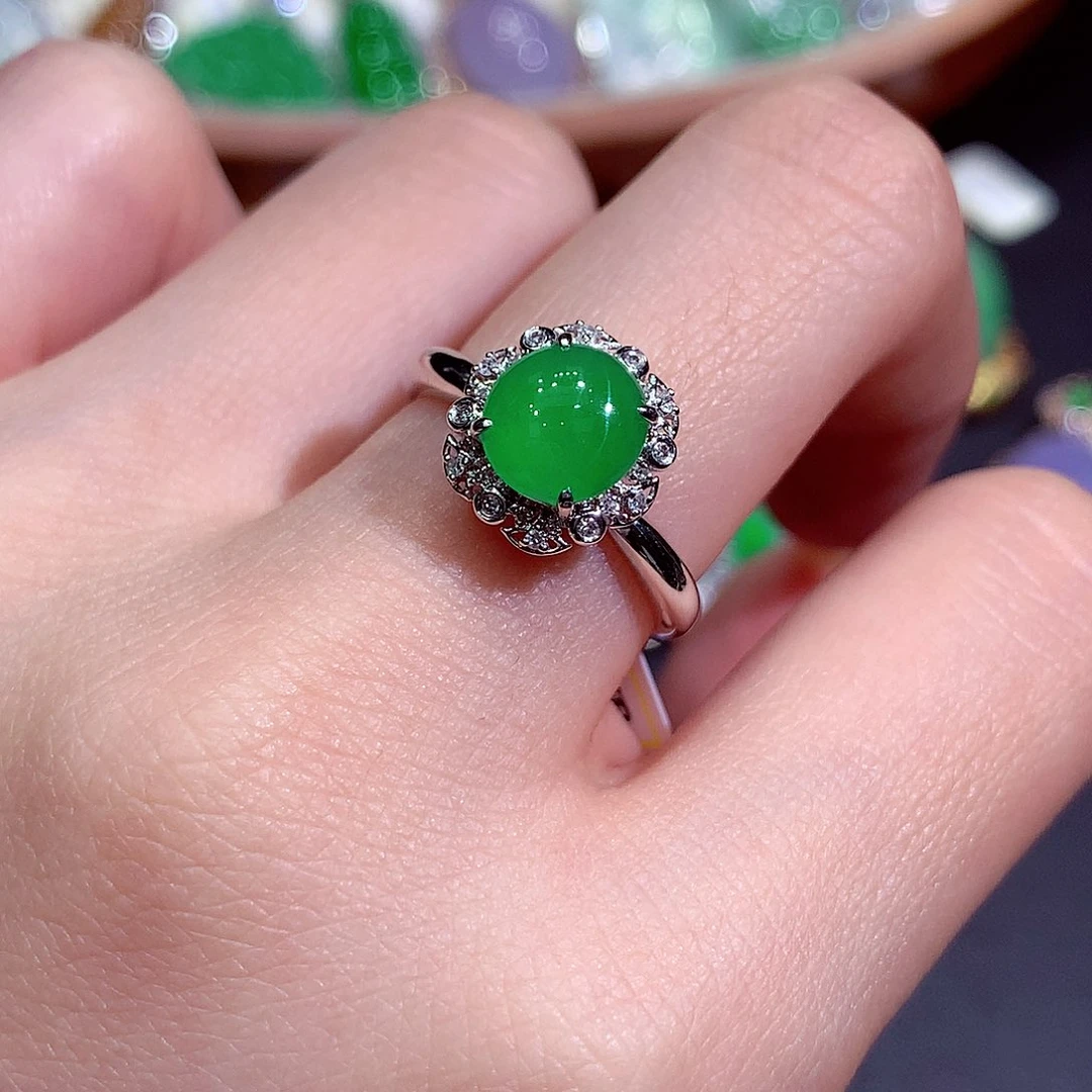 吊坠(不含链)18K金镶嵌翡翠