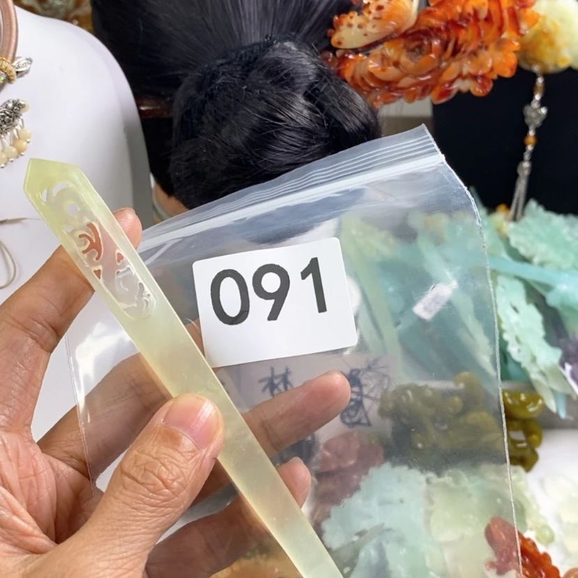 【闪购商品】岫玉发饰未镶嵌哈***_