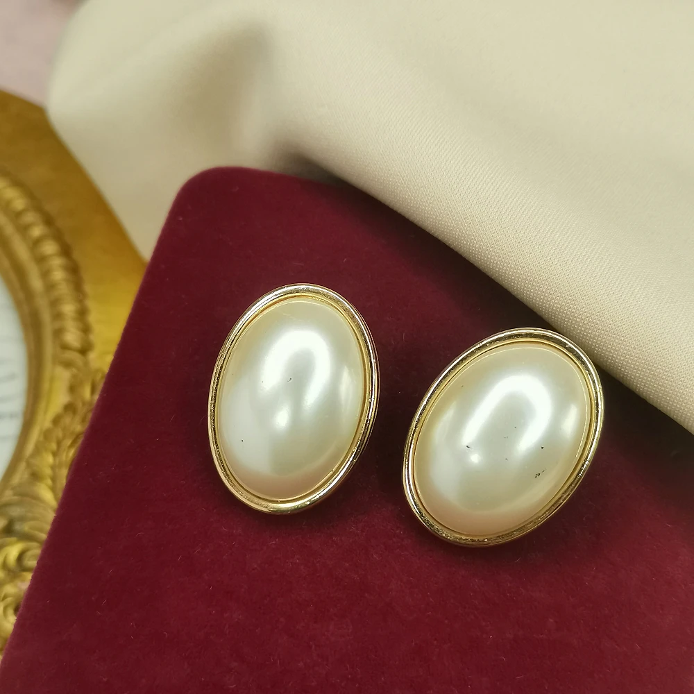 MONET椭圆金边蛋面耳夹3.3cm[2501141-099]