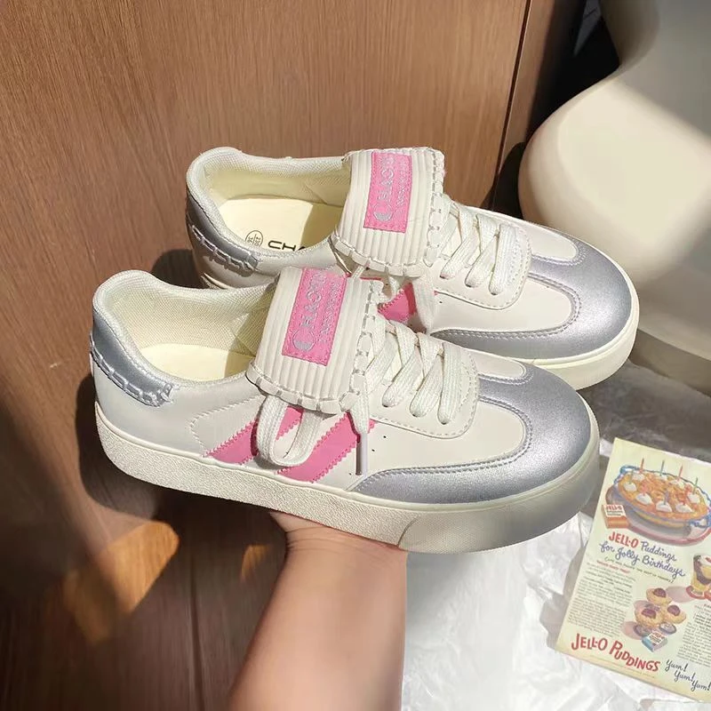 1182白粉泡芙德训鞋女2025新款时尚学生复古舒适休闲百搭运动板鞋