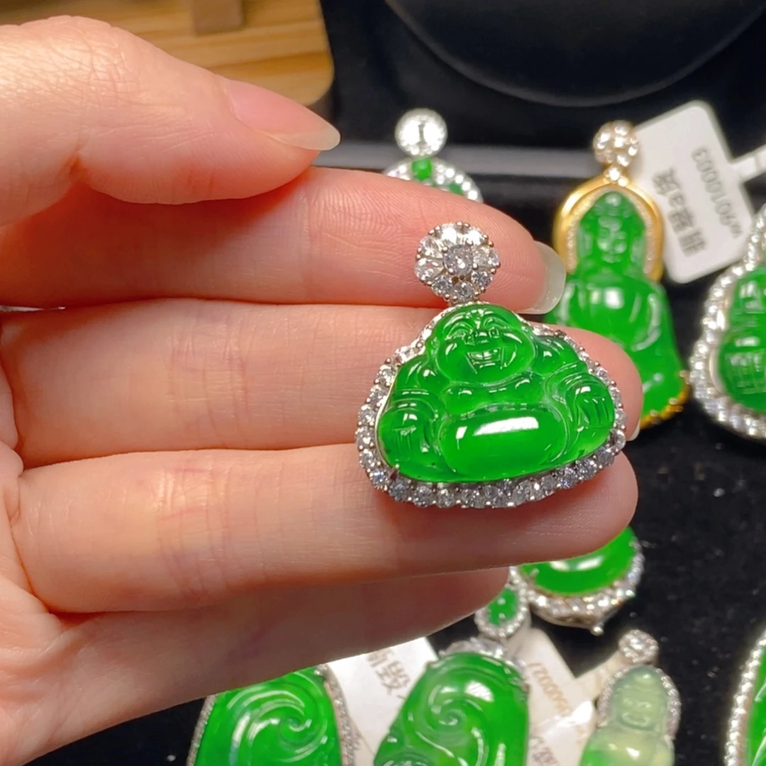 翡翠银S925镶嵌吊坠(不含链)