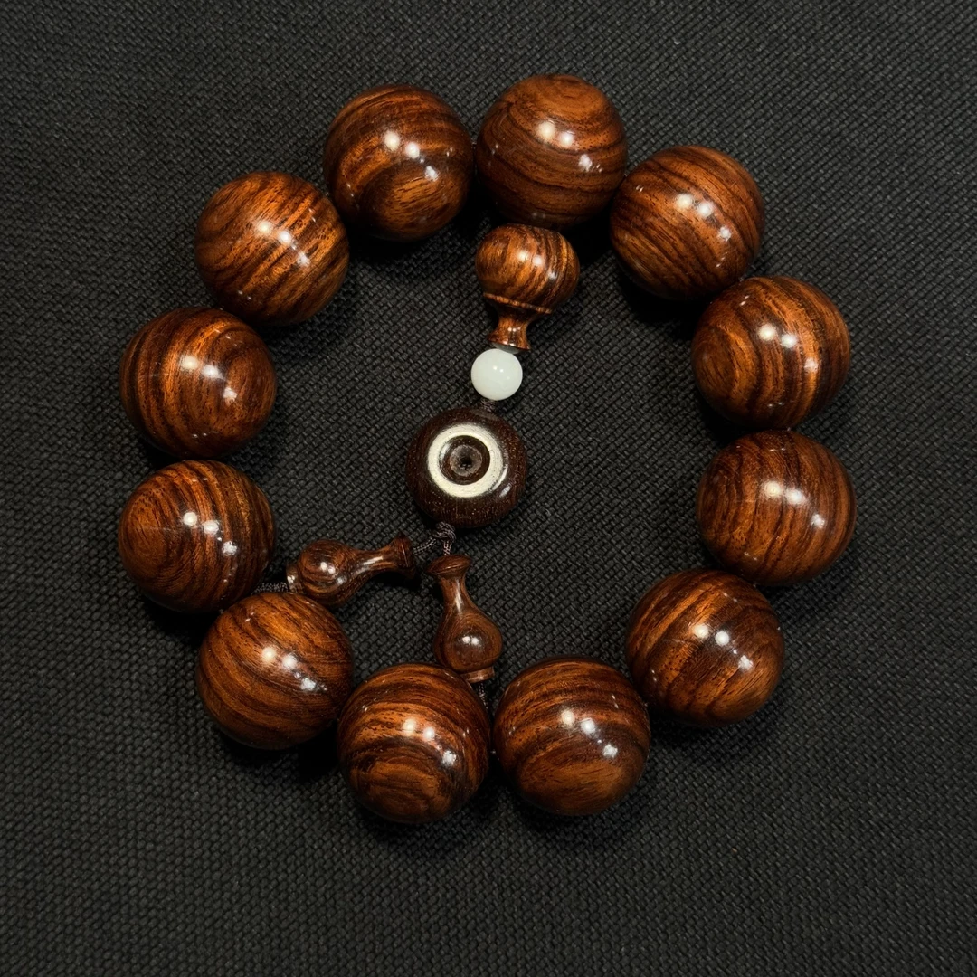 H8820海南黄花梨大百年老料黄金底黑线20MM佛珠手串