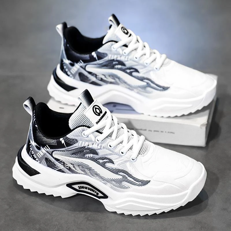 俞兆林男鞋2025新款夏透气青少年学生网面运动鞋男款跑步老爹白鞋