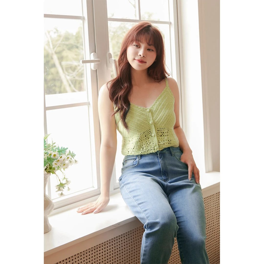 【折扣款】PLUSMALL 致命诱惑  多色针织钩花吊带PM23031520