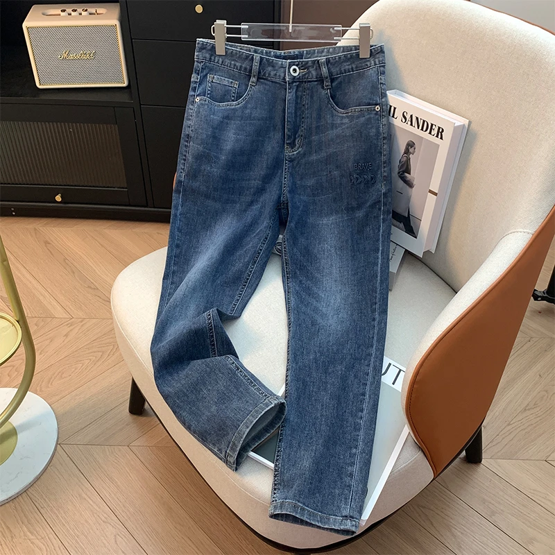 撤柜男装休闲时尚牛仔裤2025夏季触感柔软舒适透气中腰宽松九分裤