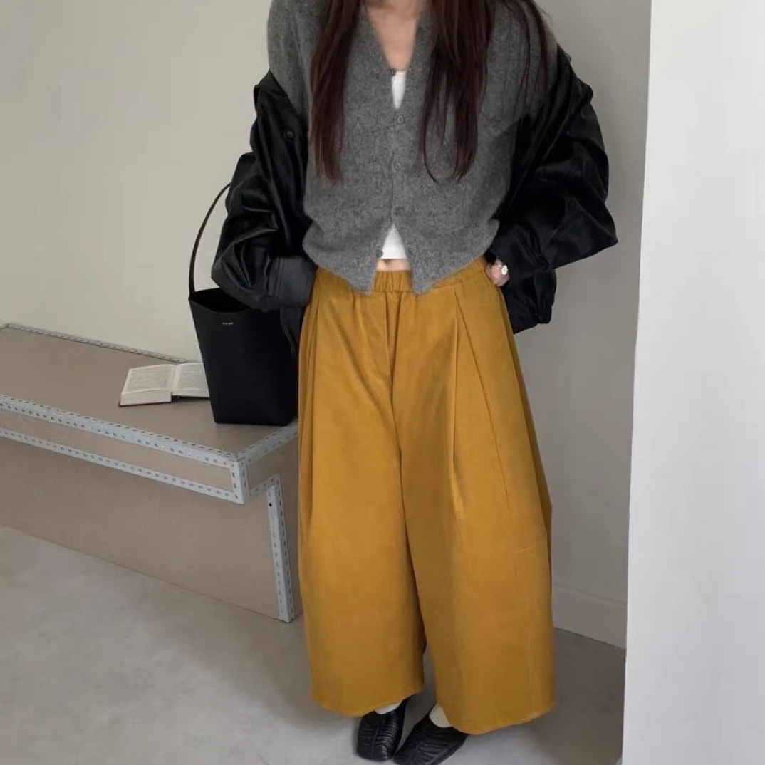 【刘噗噗】秋日韩女穿搭 灯芯绒八分南瓜裤 5397