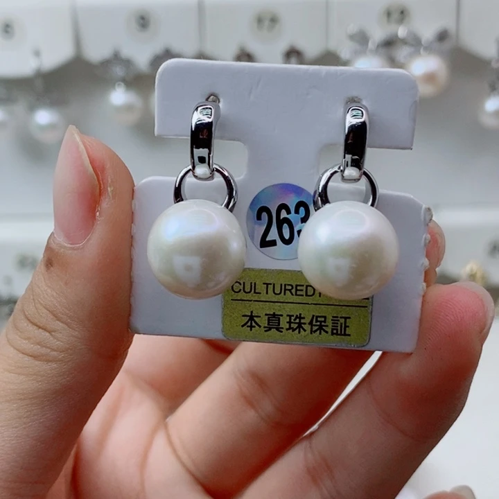 耳饰银S925镶嵌淡水珍珠12➕