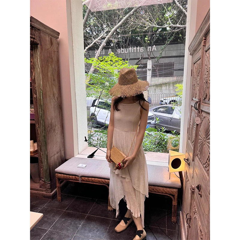 网红洋气炸街女装夏季2025新款爆款薄款小众简约不规则显瘦连衣裙