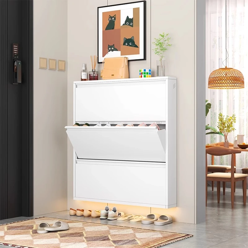 超薄10cm翻斗鞋柜门口入户玄关收纳柜一体靠墙大容量防尘碳钢鞋架