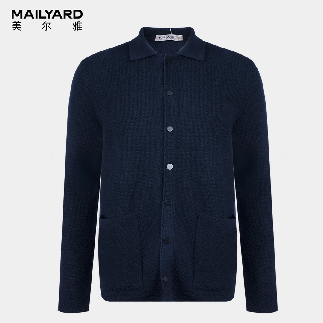 MAILYARD/美尔雅绵羊毛翻领开衫毛衣打底针织衫男装毛衫331