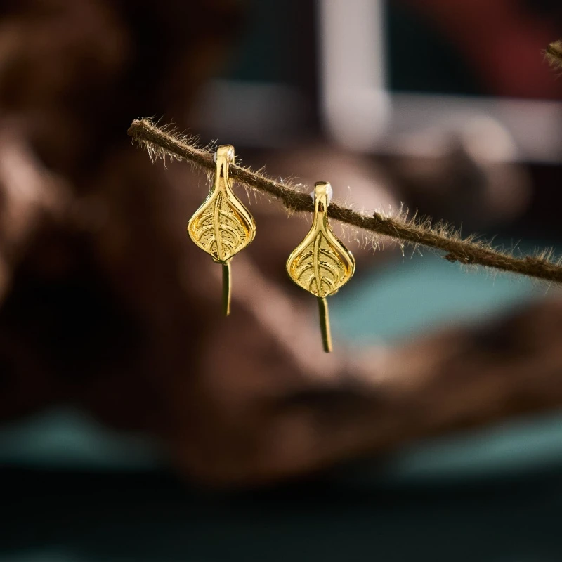 DIY材料配件百搭镀18k色花纹叶子瓜子扣佛公吊坠扣头挂件扣简约款