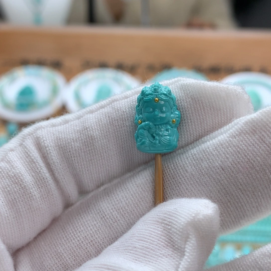 绿松石未镶嵌绿松石绿度母配饰