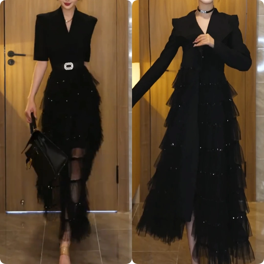 2025夏季新款时尚修身显瘦款女气质网红洋气连衣裙百搭款M8042