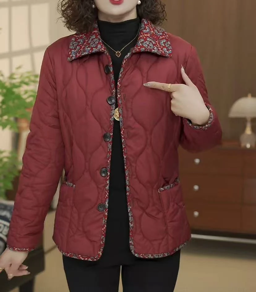 妈妈短款常规款中老年女装妈妈绒外套轻薄棉衣加厚