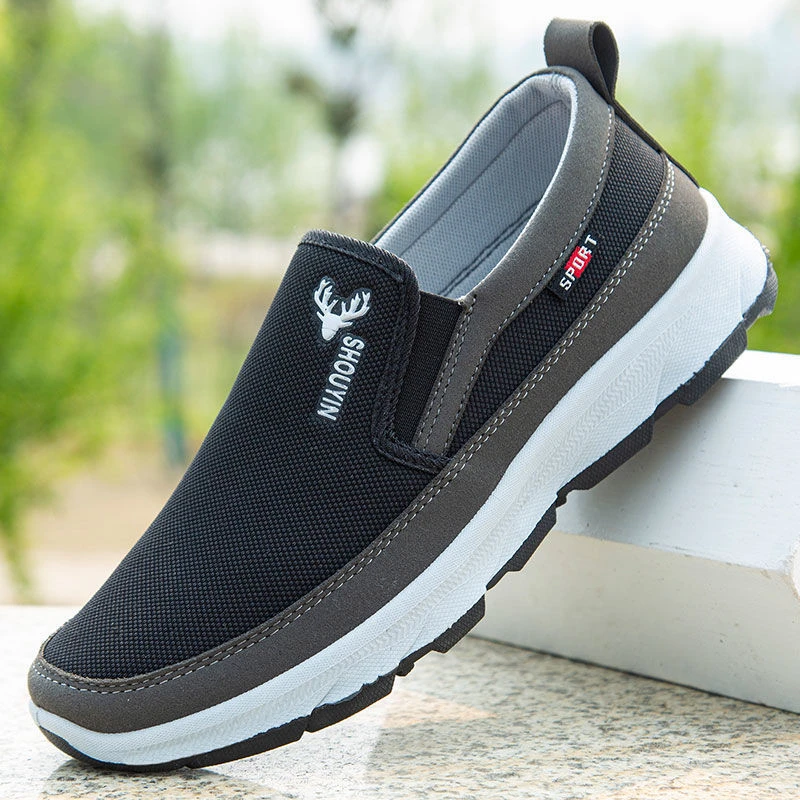 意迪森春季新款老北京布鞋男士一脚蹬透气轻便软底防滑百搭爸爸鞋