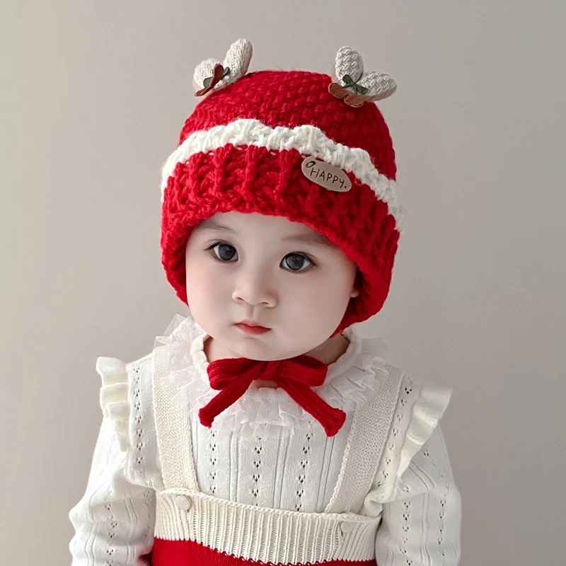 XINGDUOXIONG/星朵熊婴儿帽子针织帽男女宝宝保暖防风护耳帽冬天