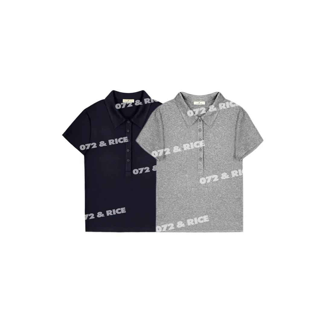 072 & RICE【蓝雾polo】莱赛尔+羊毛 春季休闲翻领短袖T恤 32W219Z*