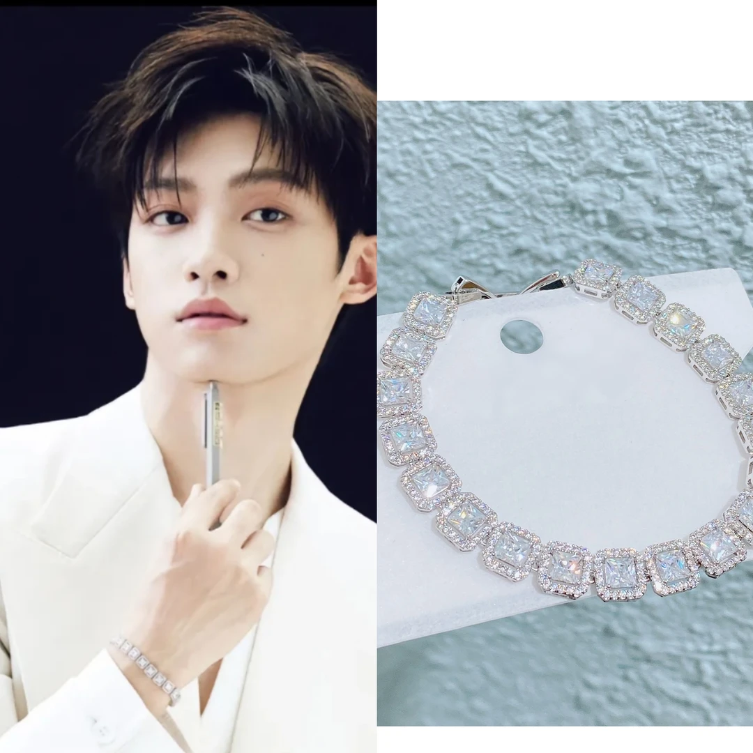 合金锆石手链 梓渝大宝逆爱池骋同款手链方糖满钻情侣闺蜜气质