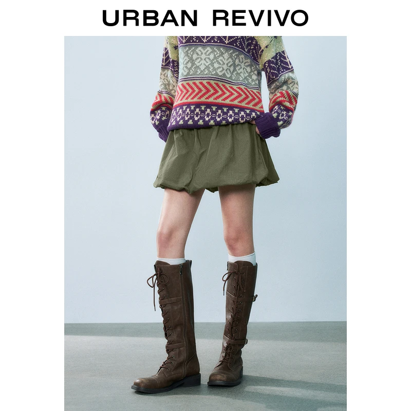 UR2025秋季新款女装轻运动芭蕾风松紧腰花苞半裙UYY550004