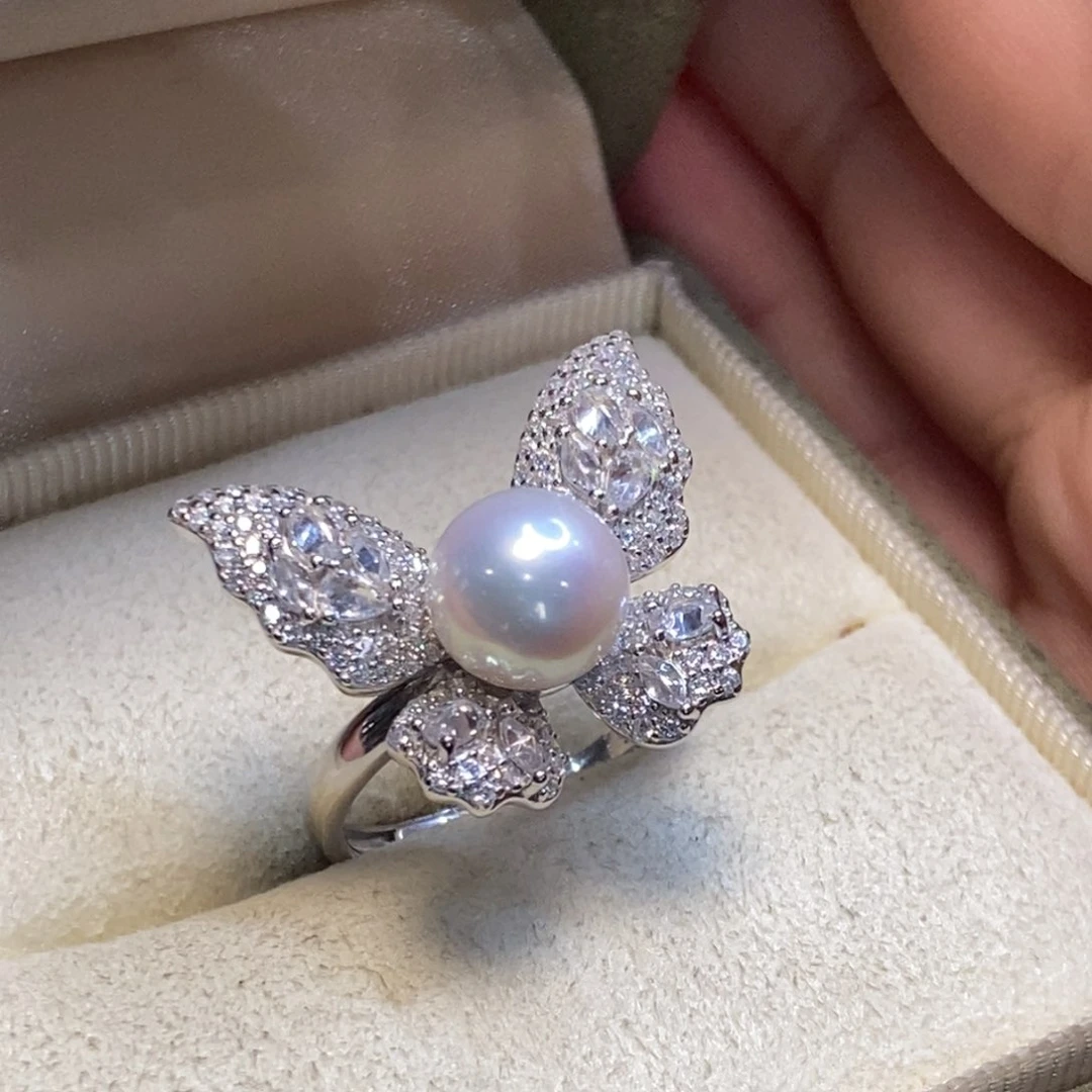 淡水珍珠戒指银S925镶嵌